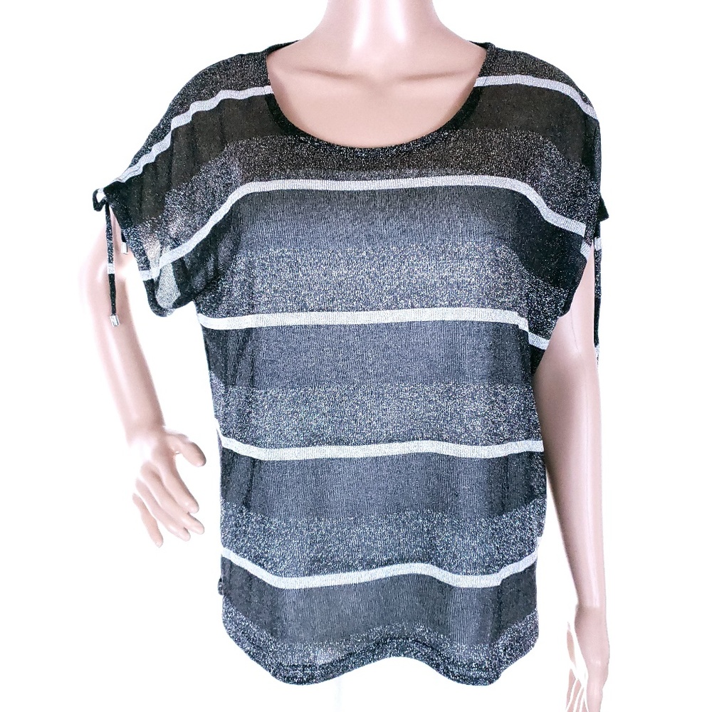 Erin London Women Sheer Top Striped Size M